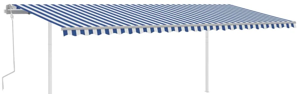 Toldo retrátil manual com LED 6x3 m azul e branco