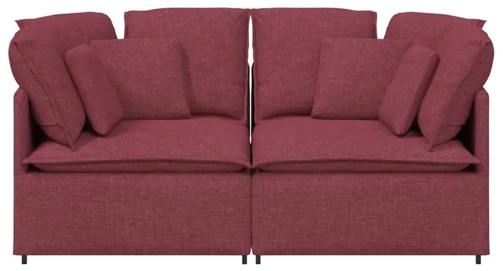 Sofá modular com almofadas tecido vermelho tinto