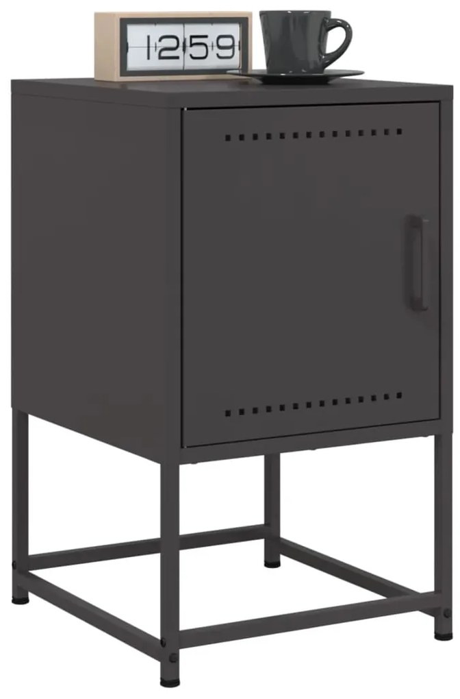 vidaXL Mesas de cabeceira 2 pcs 36x39x60,5 cm aço preto