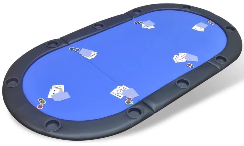 Mesa tabuleiro de poker dobrável 10 jogadores azul