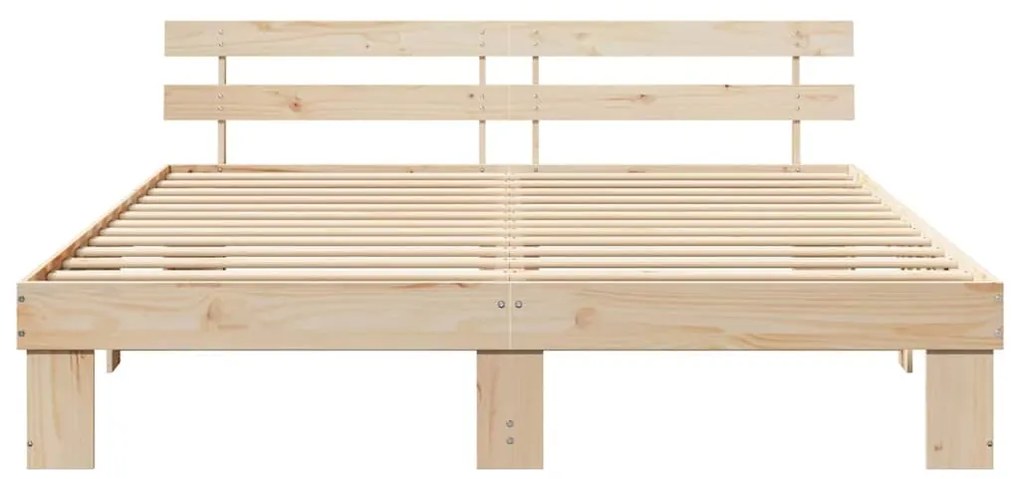 Estrutura de Cama com Cabeceira 180x200 cm Madeira Maciça de Pinho