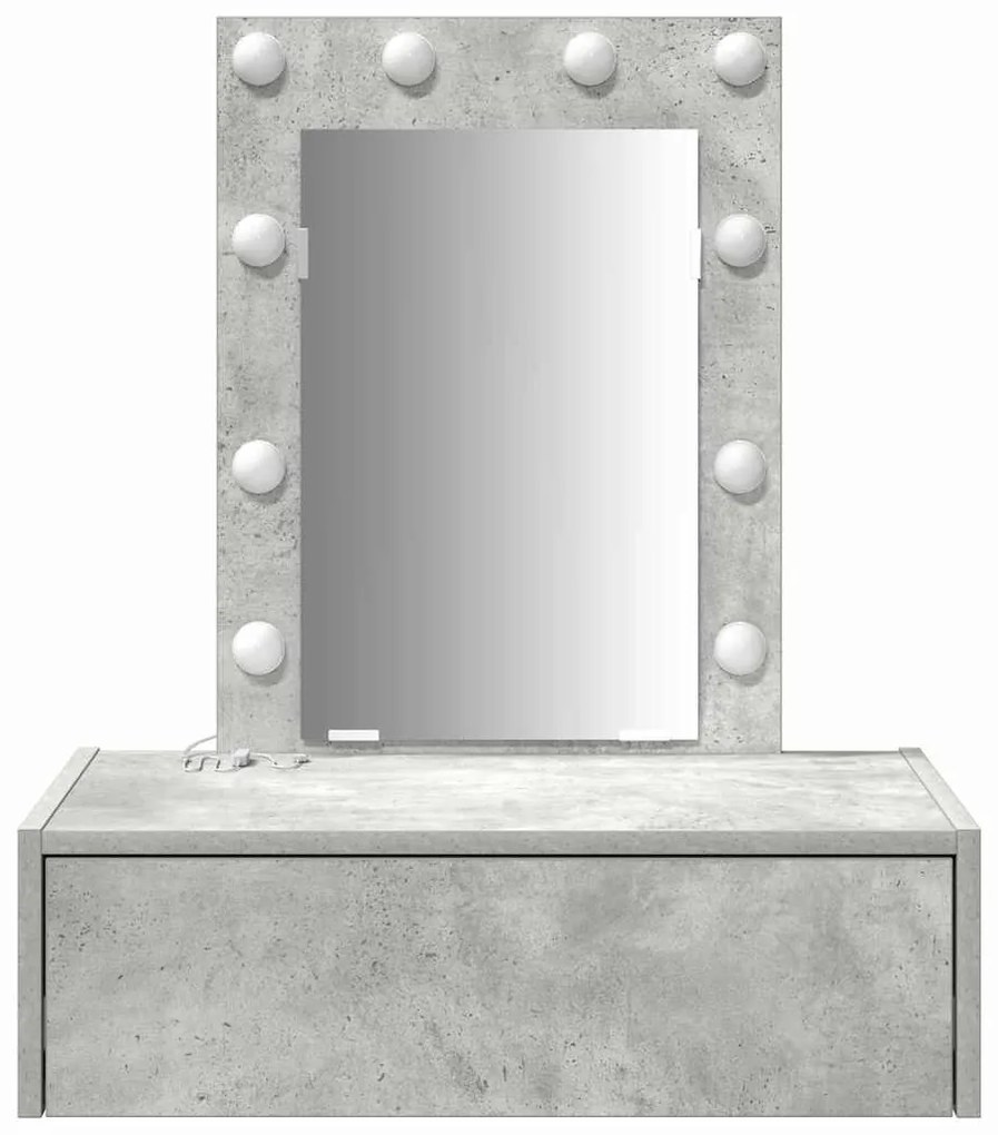 Mesa de Maquiagem Suspensa com Luzes LED Cinza Concreto
