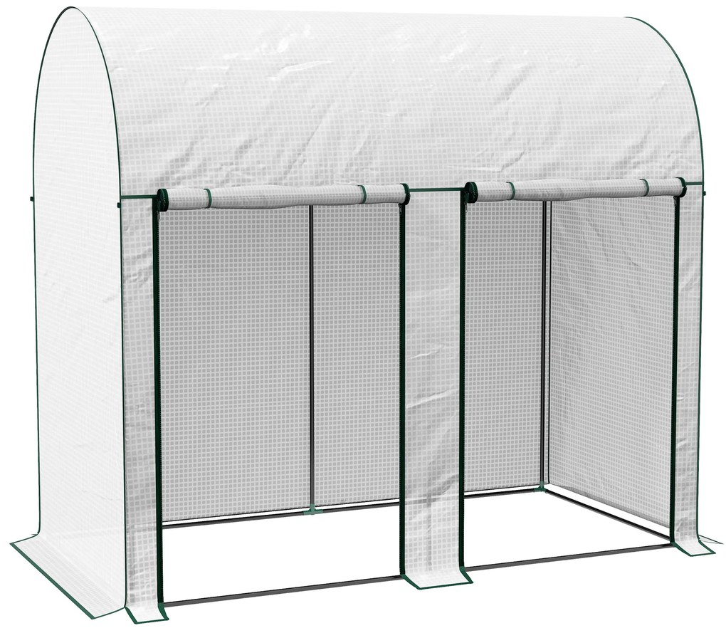 Outsunny Estufa Pequena Estufa de Exterior com Porta Dupla com Fecho de Correr e Cobertura de PE para Cultivar Plantas Flores 200x100x178 cm Branco