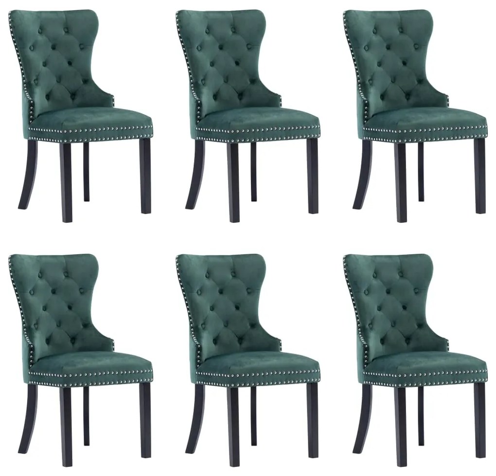 Cadeiras de jantar 6 pcs veludo verde-escuro
