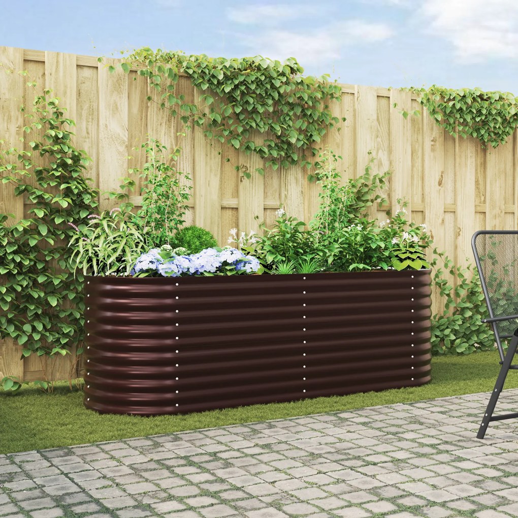 Canteiro Elevado de Jardim Castanho vidaXL 240x80x81 cm em Aço Galvanizado