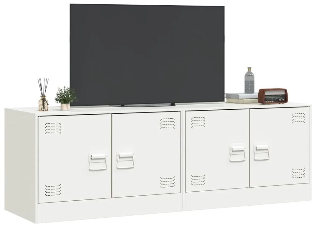 Móveis de TV 2 pcs 67x39x44 cm aço branco