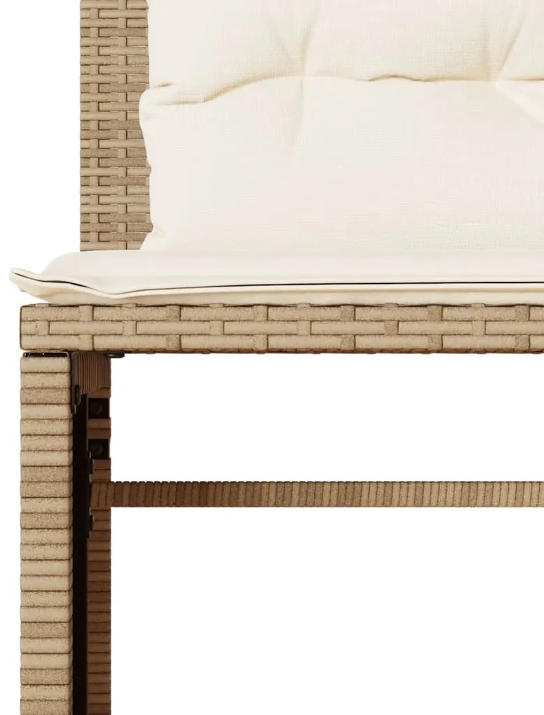 4 pcs conjunto de sofás para jardim c/ almofadões vime PE bege