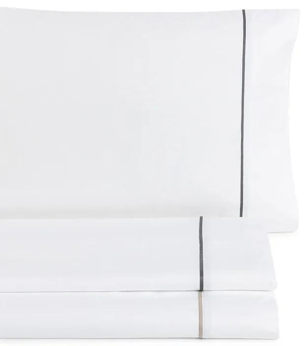 Todas as medidas - Lençóis 100% algodão branco percal de 200 fios: Vies Cor Cinzento 1 lençol capa ajustavel 90x200+30 cm + 1 lençol superior 180x290 cm + 1 fronha 50x70 cm
