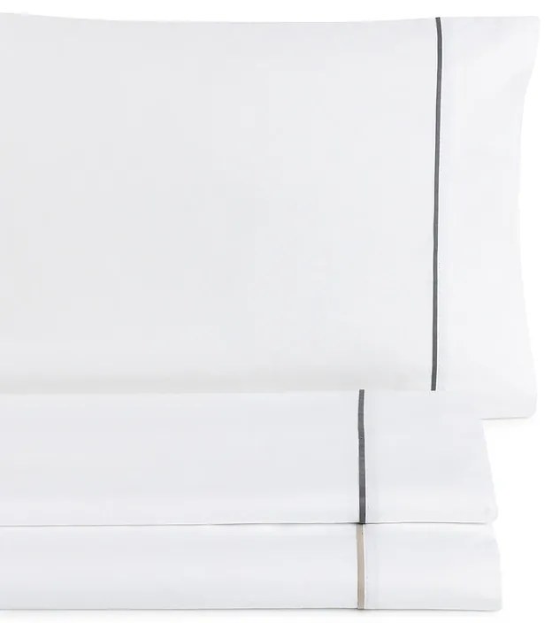 Todas as medidas - Lençóis 100% algodão branco percal de 200 fios: Vies Cor Taupe 1 lençol capa ajustavel 90x200+30 cm + 1 lençol superior 180x290 cm + 1 fronha 50x70 cm