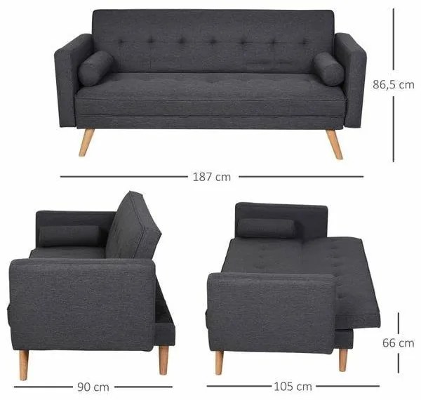 Sofá Cama Ecos de 3 Lugares - Design Vintage
