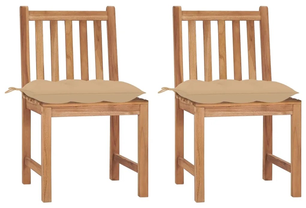 vidaXL Cadeiras de jardim c/ almofadões 2 pcs madeira de teca maciça