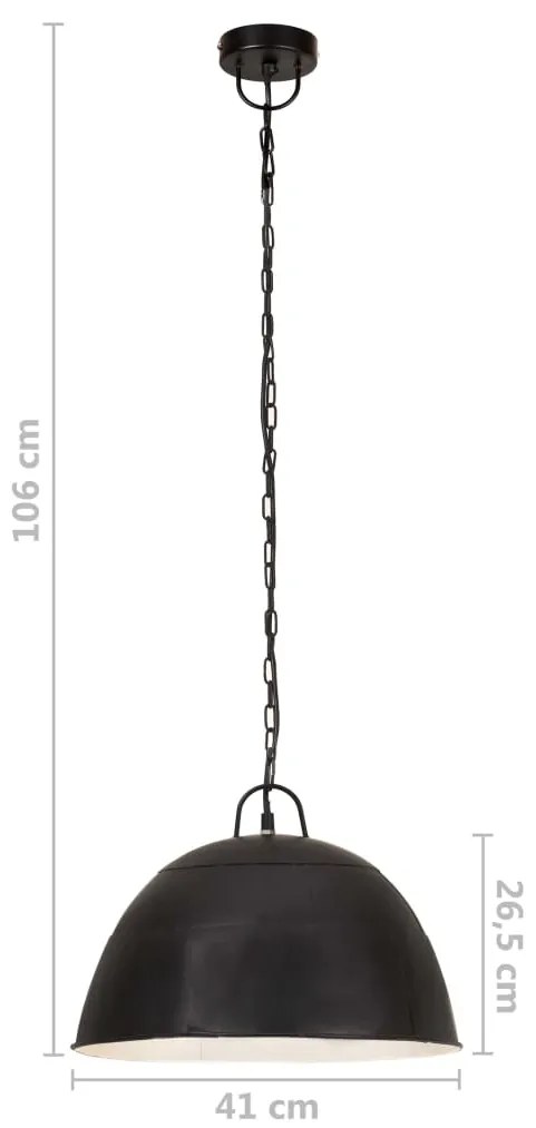 Candeeiro suspenso vintage indust. redondo 25 W 41 cm E27 preto