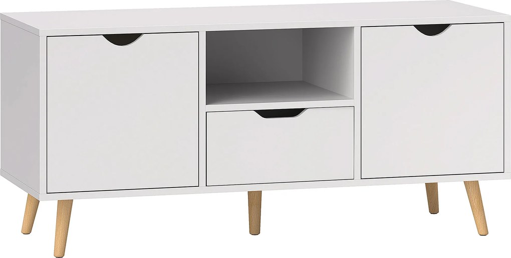 HOMCOM Móvel de TV com Gaveta para Televisores de até 50 Polegadas Aparador de Sala de Estar 110x40x50 cm Branco | Aosom Portugal