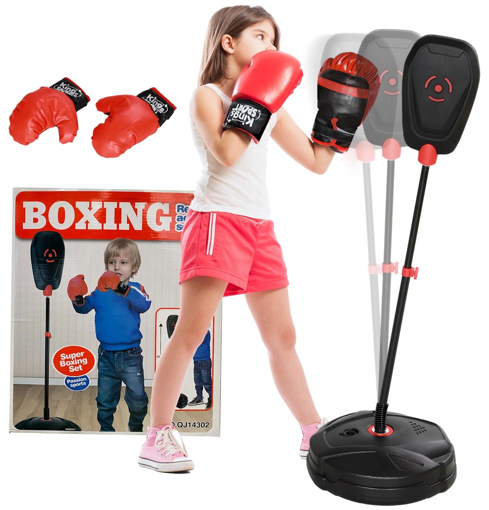 Saco boxe para Crianças acima de 5 anos Kit de Boxe com Luvas de Boxe Altura Ajustável 88-124 cm e Base Preenchível Preto