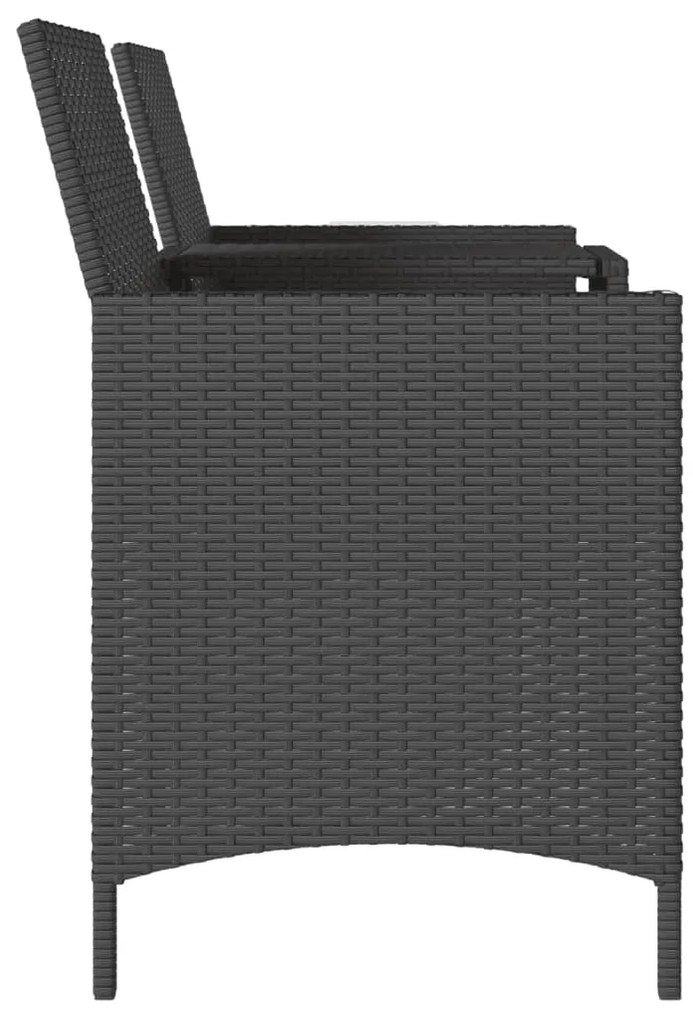 Sofá de jardim de 2 lugares com mesa e bancos vime PE preto