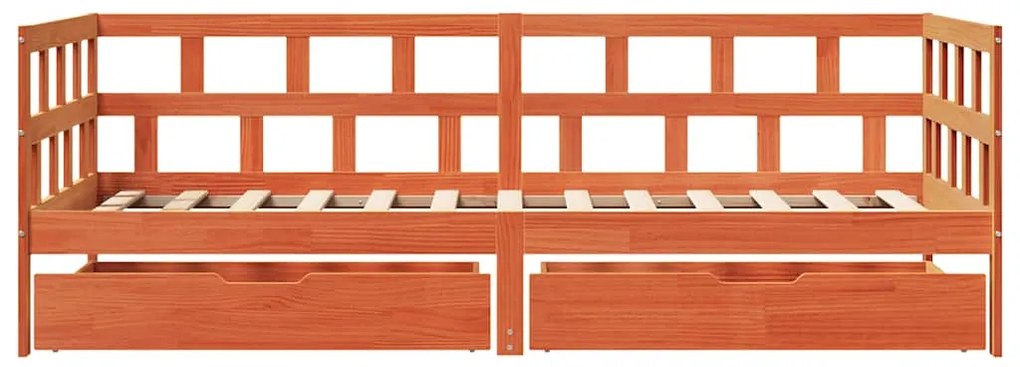 Sofá-cama com gavetas sem colchão 90x190cm madeira castanho-mel