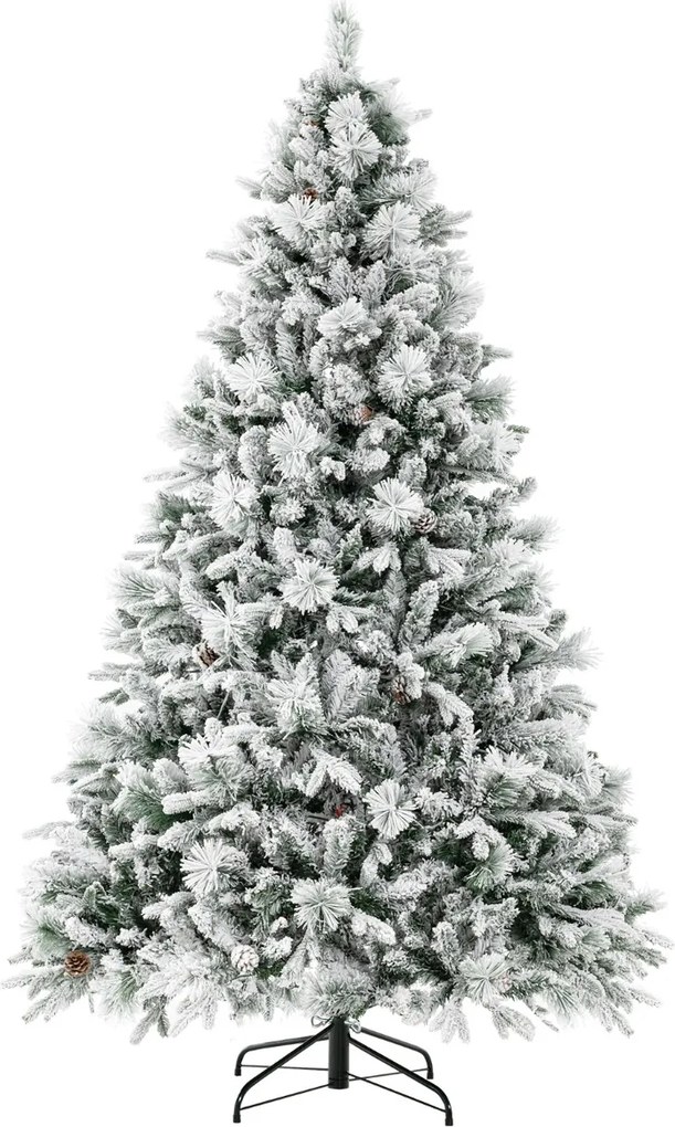 Árvore de Natal Com neve com Luzes 210 cm com Luzes Incorporadas com 320 Luzes LED 8 Modos 1270 Pontas PVC e PE Verde e Branco