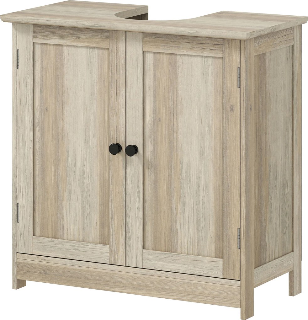 Móvel para lavatório (NÃO INCLDUIDO) 60 x 30 x 60 cm, móvel de casa de banho com 2 portas, prateleira ajustável, resistente à humidade, cinzento com e