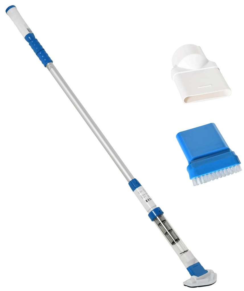 Aspirador Limpador para Piscina Aspirador para Piscina Elétrico Autonomia 45 Minutos com Poste Telescópico 150-210cm Escova e 2 Rodas para Piscinas