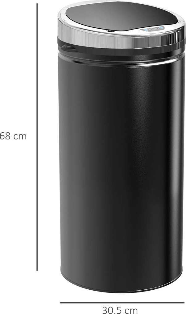 Caixote do lixo automático de 42 L, caixote do lixo de cozinha em aço galvanizado com sensor de movimento e cesto interno removível, preto