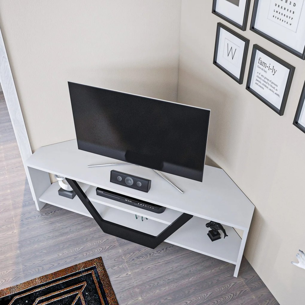 Móvel TV Sares – Branco/Preto – 120 cm x 35 cm x 36,8 cm