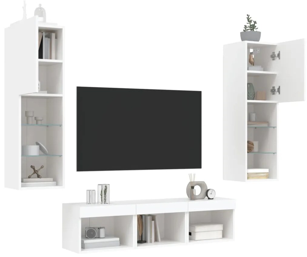 Móvel de TV Isabella - De Parede, Com Luzes Led - Cor Branco - Derivad