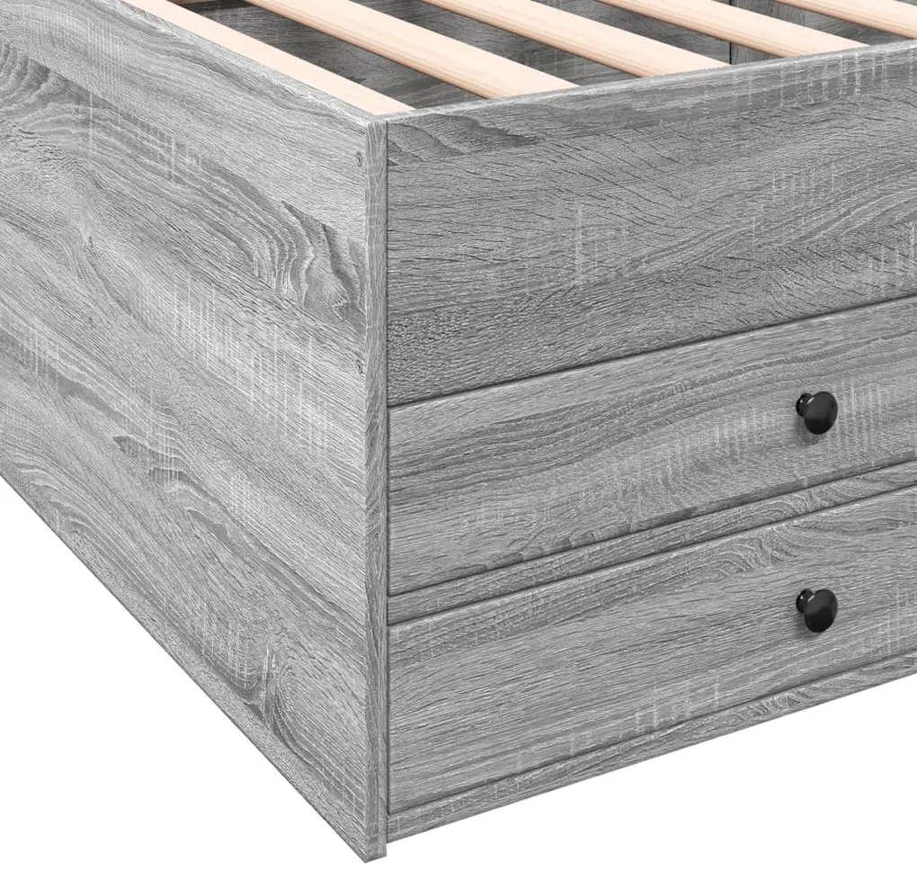 Sofá-cama com gavetas sem colchão 75x190 cm cinzento sonoma