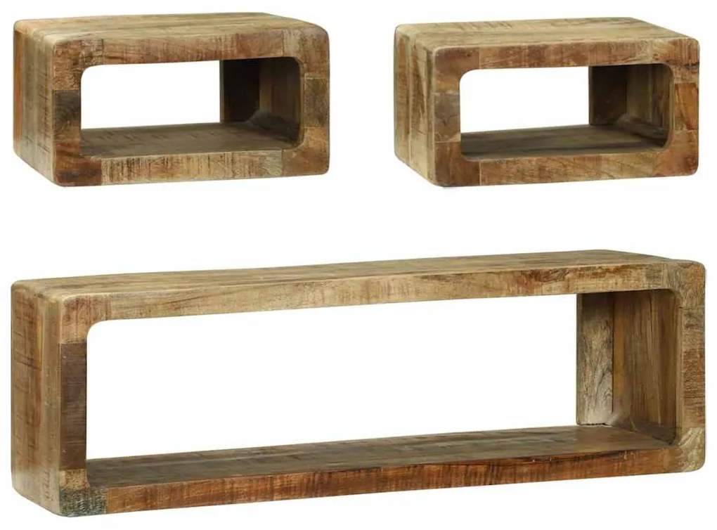 Conjunto de Estantes para TV de 3 Peças em Madeira Maciça de Mangueira