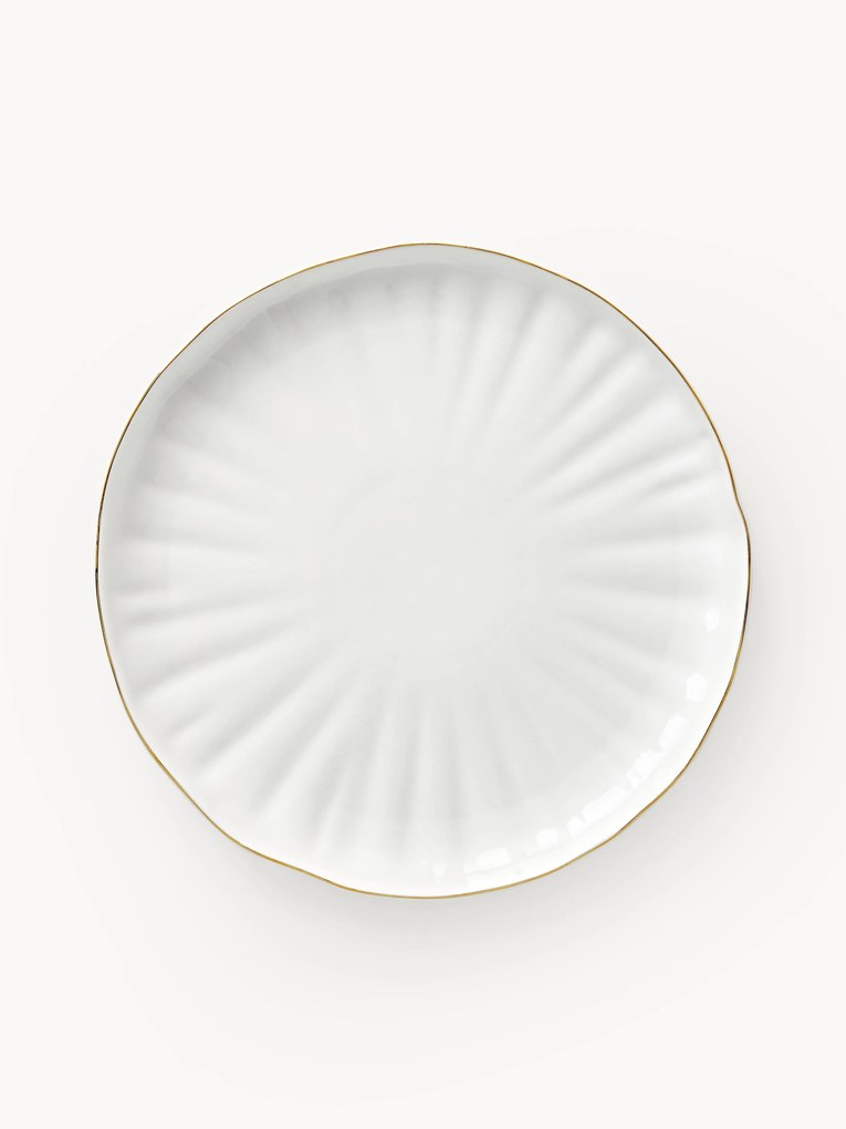 Pratos de pequeno-almoço em porcelana com relevo Sali, 2 uni.