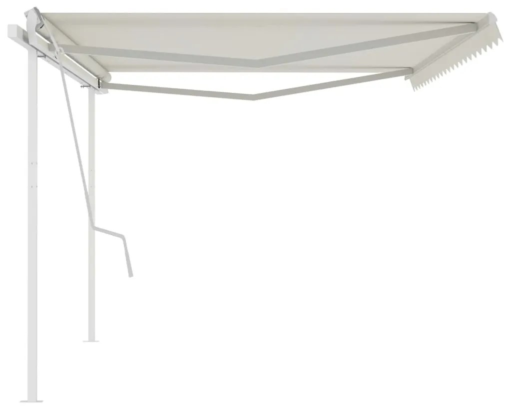 Toldo retrátil manual com postes 5x3,5 m cor creme