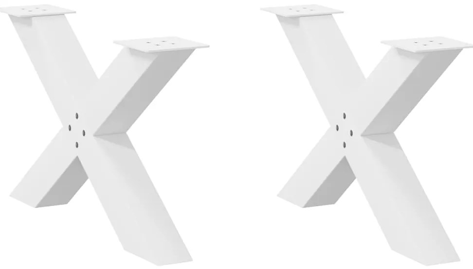 vidaXL Pés para mesa de centro em formato de X, 2 peças, branco, 70x (42-43) cm, aço