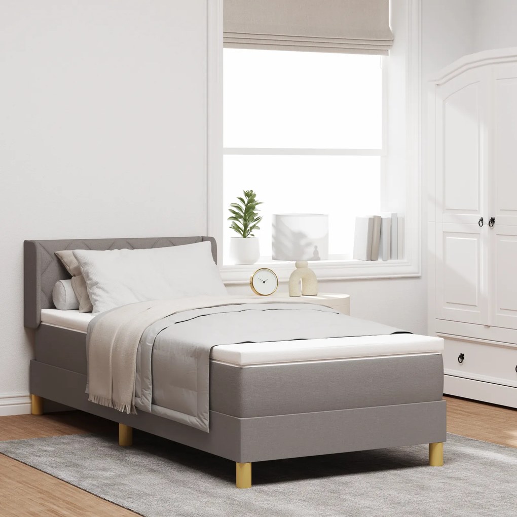 Cama Box Spring vidaXL com Colchão Taupe 90x200 cm Tecido