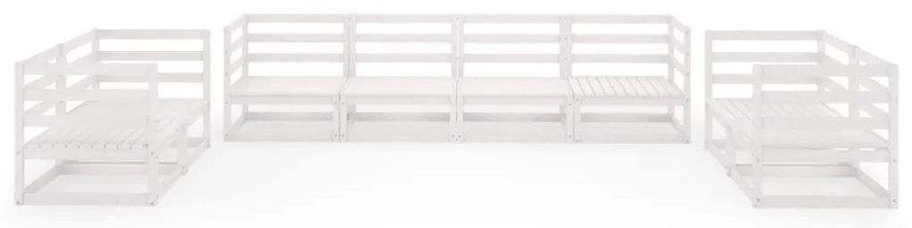 8 pcs conjunto lounge de jardim pinho maciço branco