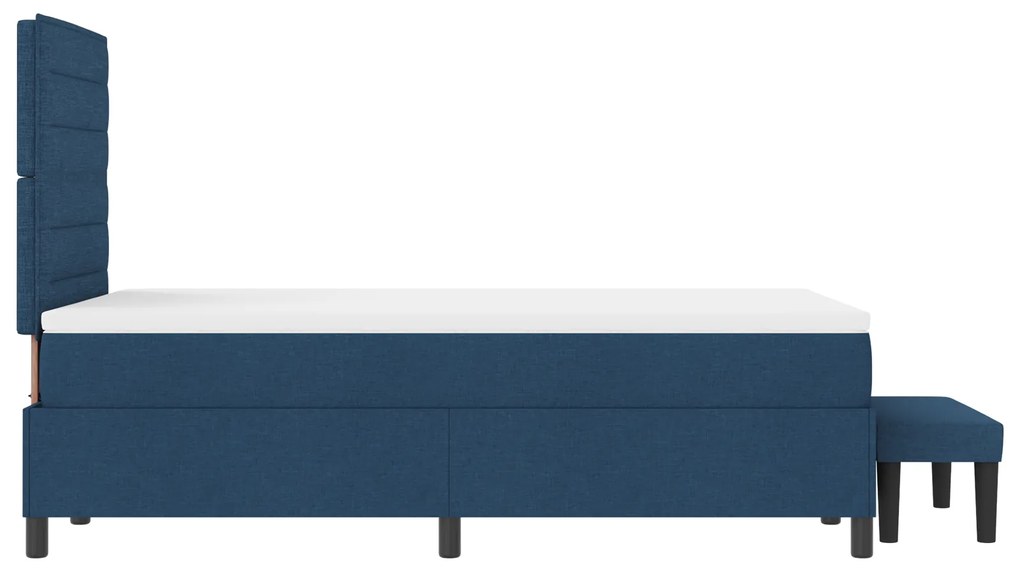 Cama Box Spring com Colchão e Banco Azul 120x190 cm Tecido