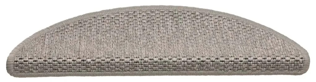 Tapetes escada adesivos aspeto sisal 30 pcs 56x17x3 cm prateado
