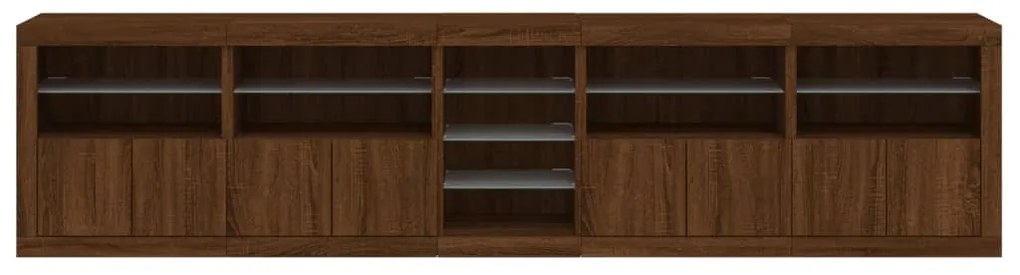 Aparador com luzes LED 283x37x67 cm carvalho castanho