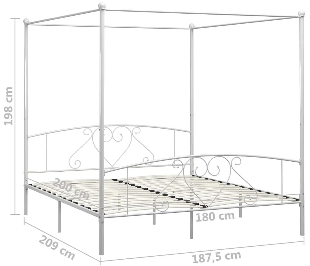 Estrutura de cama com dossel metal 180x200 cm branco