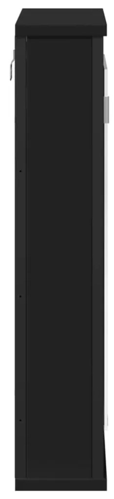 Armário casa banho c/ espelho 42x12x60 cm deriv. madeira preto