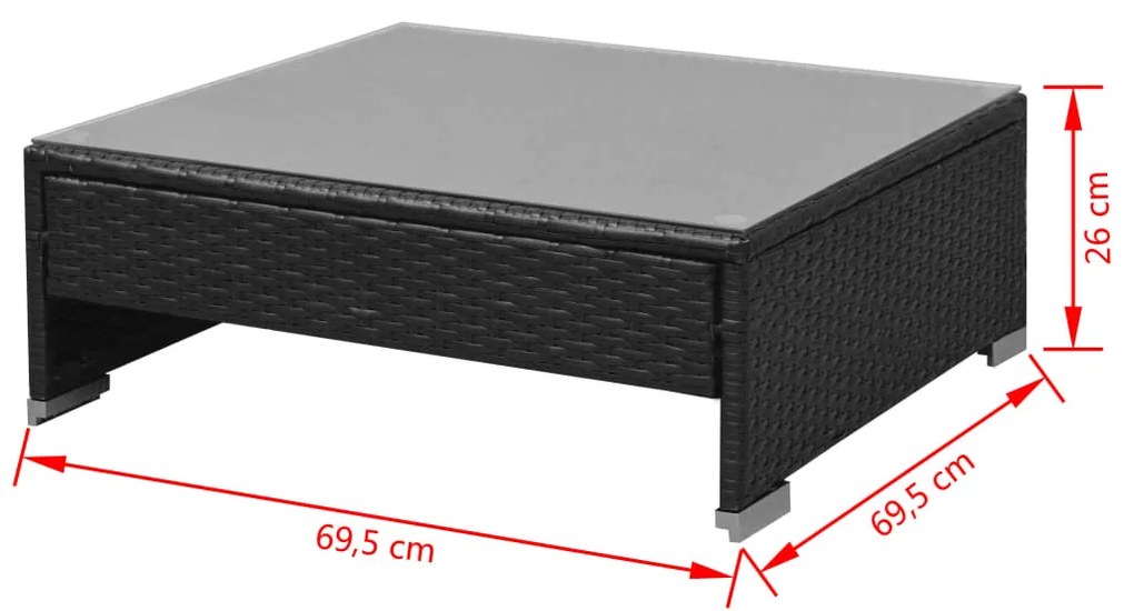7 pcs conjunto de sofá para jardim com toldo vime PE preto