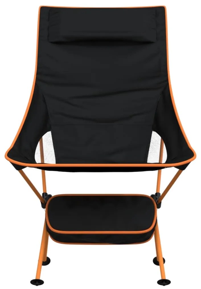 Cadeiras campismo dobráveis 2 pcs tecido oxford/alumínio preto