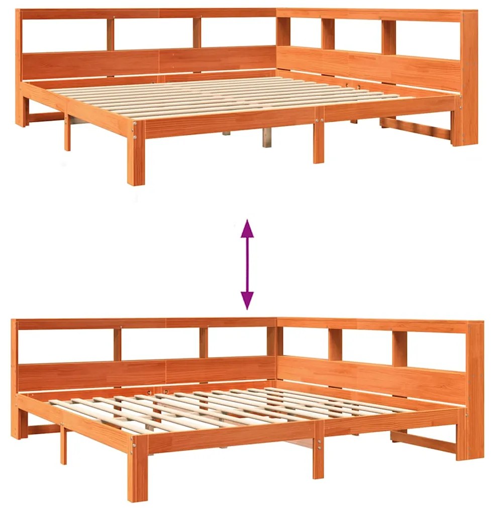 Cama com estante sem colchão 180x200 cm pinho maciço