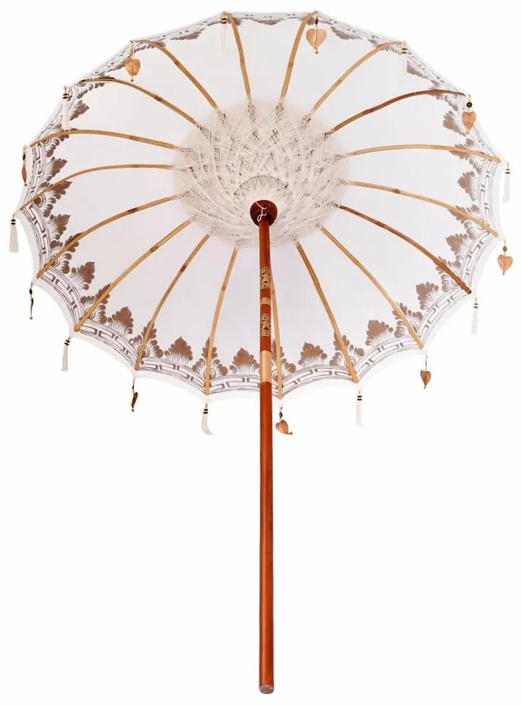 Guarda-sol Outros Manual Creme x 250 cm Algodão e madeira