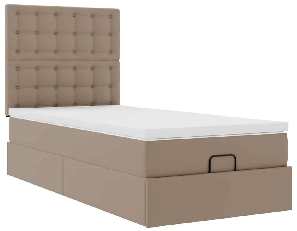 Cama otomana com colchão 80x200 cm couro artificial cappucino