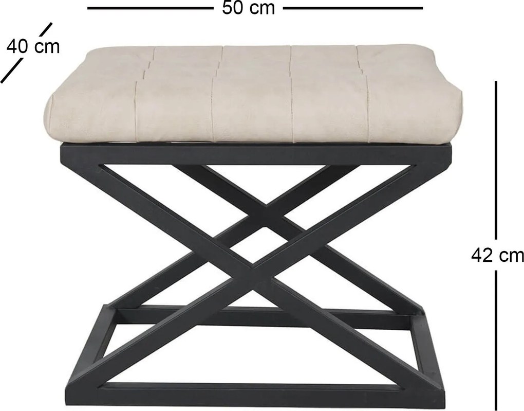 Pouffe Capraz – Preto e Branco – 50 cm x 42 cm x 40 cm