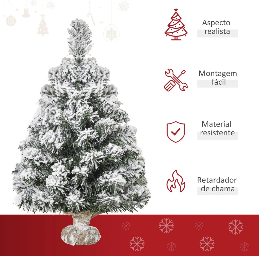 Árvore de Natal Artificial 60cm com 67 Ramos Ignífugos e Base de Cimen