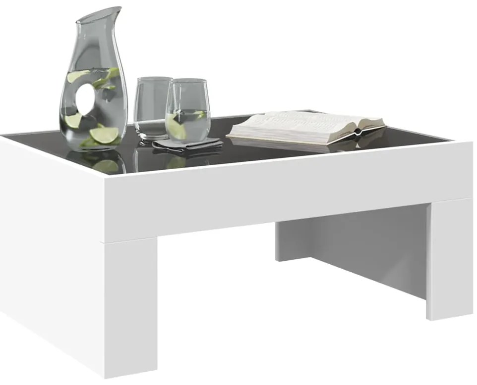 Mesa de centro luzes LED Infinity 70x50x30 cm branco