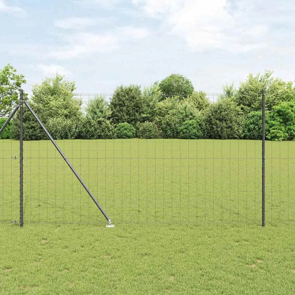 vidaXL Cerca Euro com 7 postes em espeto 1,6 x 10 m de aço galvanizado cinza