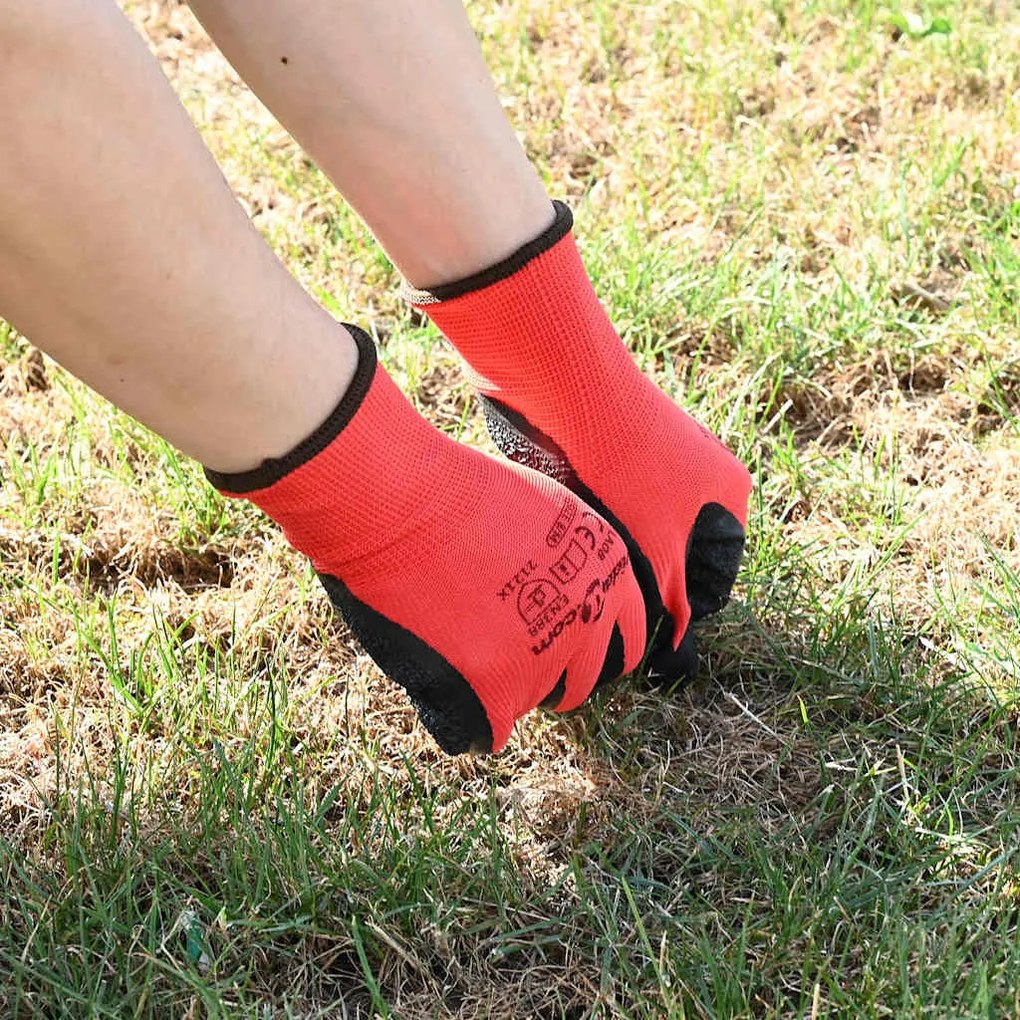 vidaXL Luvas de Trabalho 24 pcs Vermelho e Preto 8 / m