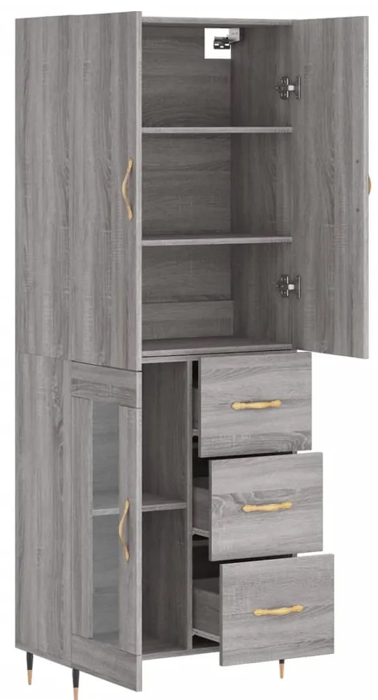 Armário alto 69,5x34x180 cm derivados de madeira sonoma cinza