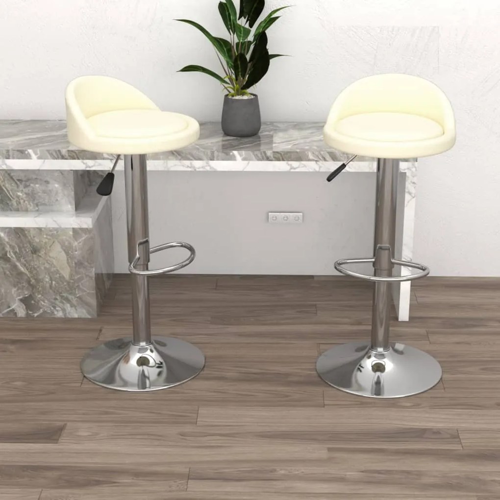vidaXL Bancos de bar 2 pcs couro artificial cor creme